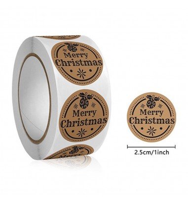 Rolă 500 stickere kraft Crăciun 2.5cm...