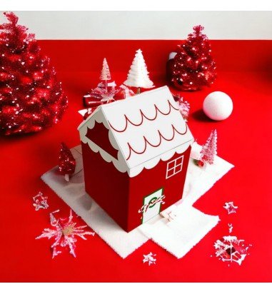 Cutie căni 3D casă înzăpezită