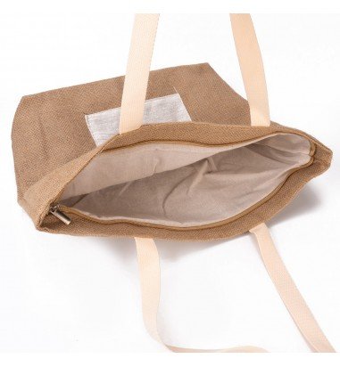 Sacoșă din iută naturală cu buzunar...