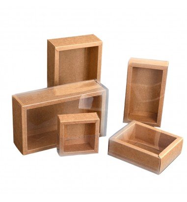 Cutie din hârtie cu fereastră - kraft...