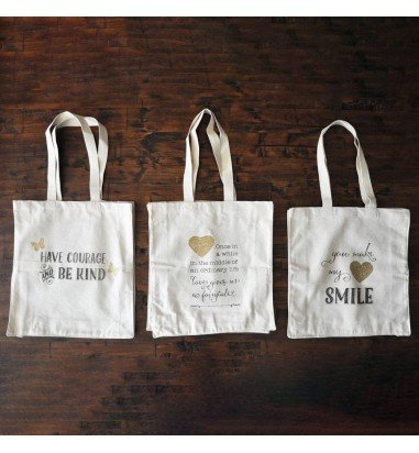 Geantă canvas - model tote cu mâner alb