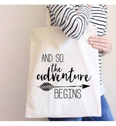 Geantă canvas - model tote cu mâner alb