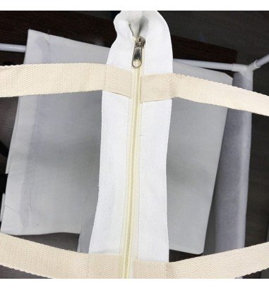 Geantă canvas - model tote cu mâner alb