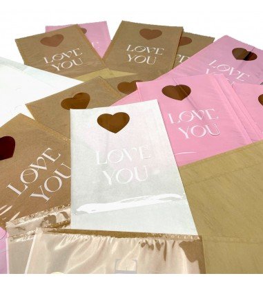 Pungi hârtie pentru flori Love you -...