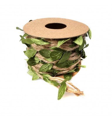 Bandă iută cu frunze verzi - 5mm x 5m