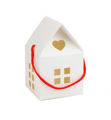 Cutie în formă de casă cu mâner - alb...
