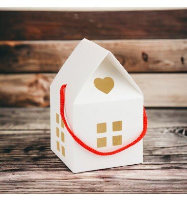 Cutie în formă de casă cu mâner - alb...