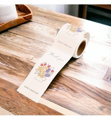 Rolă 50 stickere lungi cu flori -...