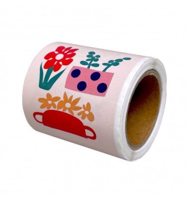 Rolă 50 stickere lungi cu flori -...