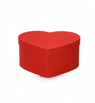 Set 3 cutii inimă satinate - roșu