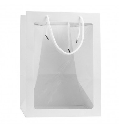 Pungi hârtie cu fereastră - alb (set...