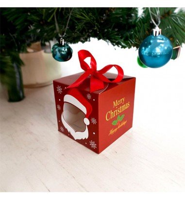 Cutie căni Crăciun cu fundă roșie