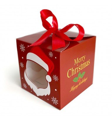 Cutie căni Crăciun cu fundă roșie