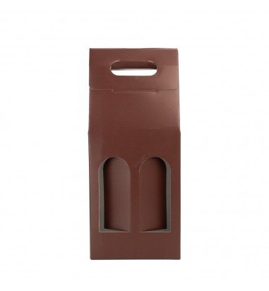 Cutie cu mâner pentru 2 sticle - maro...