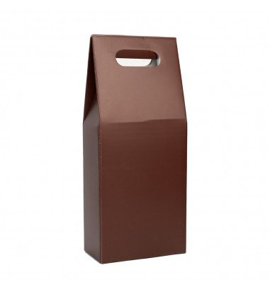 Cutie cu mâner pentru 2 sticle - maro...