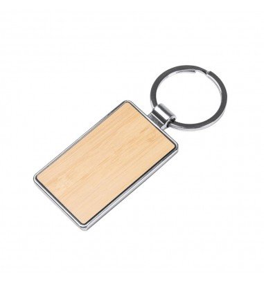 Breloc gravabil dreptunghi lemn+metal