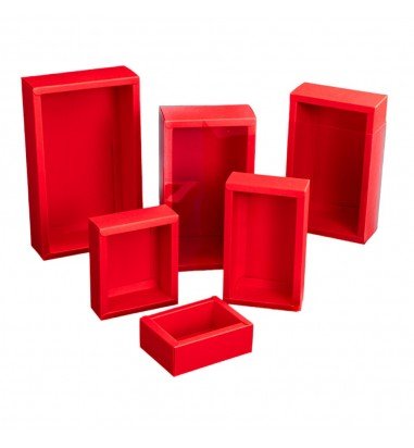 Cutie din hârtie cu fereastră - roșu...