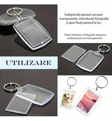 Breloc dreptunghiular transparent...