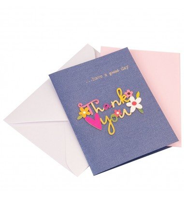 Felicitare 3D cu flori, mesaj Thank...