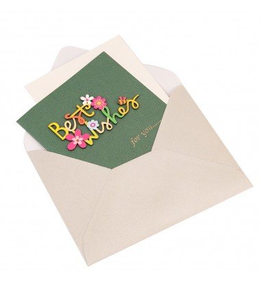 Felicitare 3D cu flori, mesaj Best...