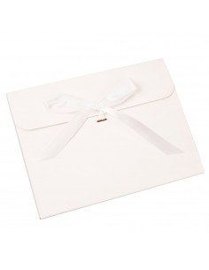 Plic hârtie cu panglică - alb