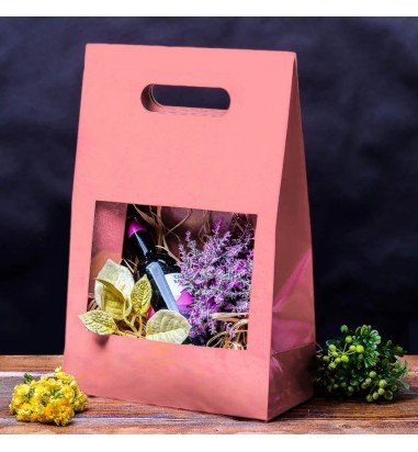 Cutii cu fereastră și mâner - roz...