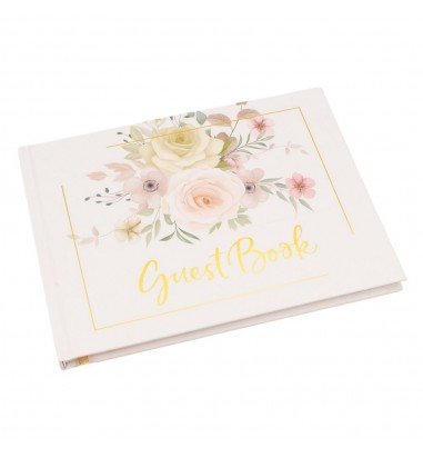 Album pentru invitati model floral - alb