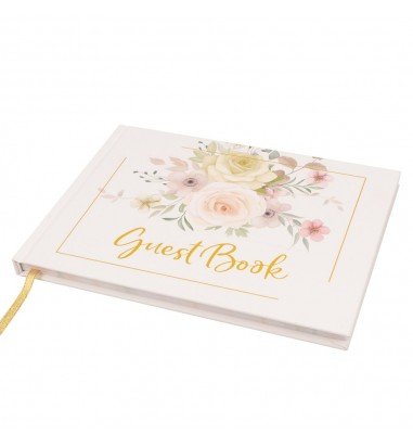 Album pentru invitati model floral - alb