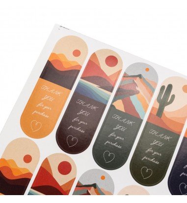 Stickere lungi ovale cu mesaj Thank...