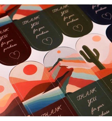 Stickere lungi ovale cu mesaj Thank...