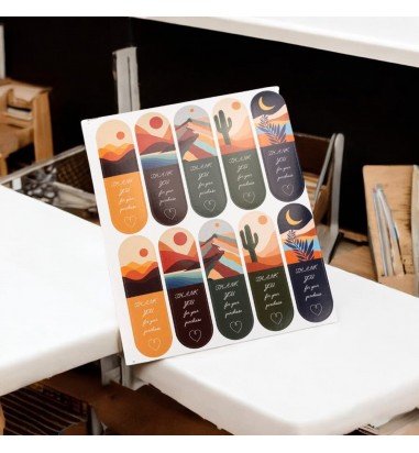 Stickere lungi ovale cu mesaj Thank...