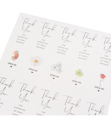 Stickere lungi ovale cu mesaj Thank...