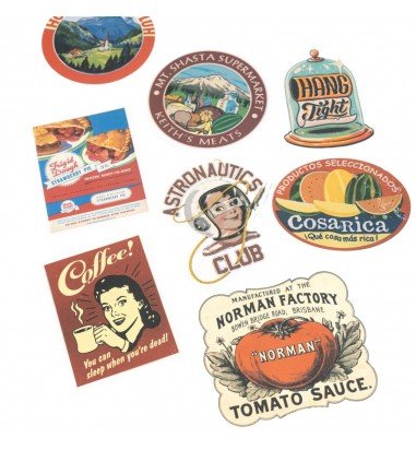 Stickere mici din hârtie - temă retro 2