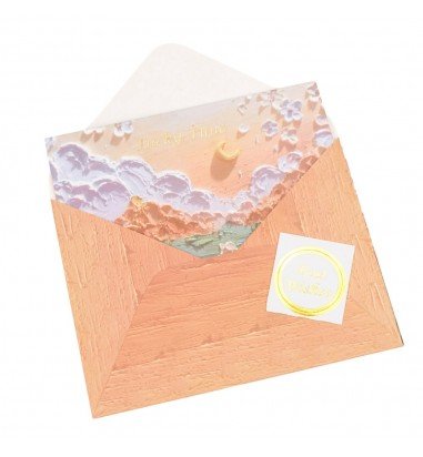 Felicitare stil pictură cu plic și...