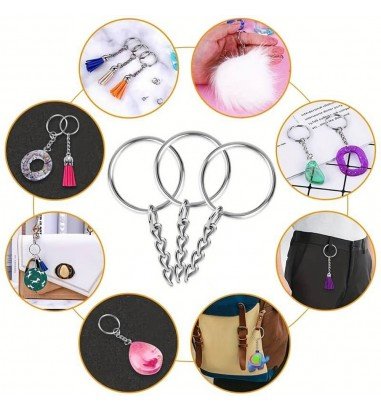 Inele breloc argintii 3cm cu lanț...