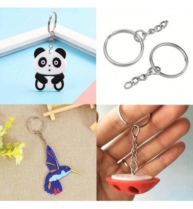 Inele breloc argintii 3cm cu lanț...