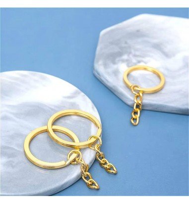 Inele breloc aurii 2.5cm cu lanț (set...