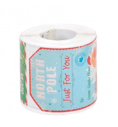 Rolă 200 stickere de Crăciun 5x7cm -...