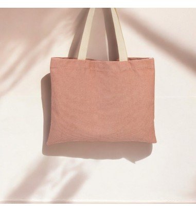 Geantă raiată cu mâner și capsă - roz...