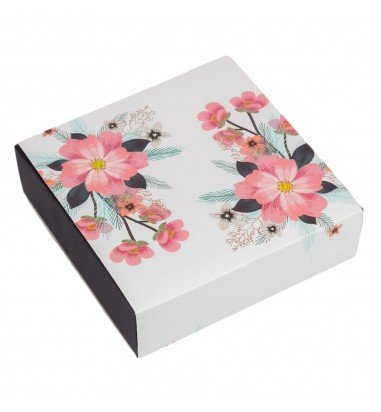 Cutie cu model floral și mesaj Merci...