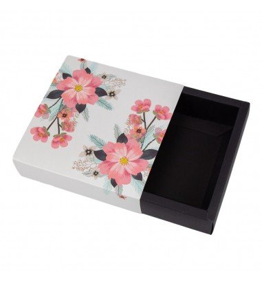 Cutie cu model floral și mesaj Merci...