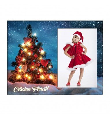 Ramă foto sticlă - Crăciun fericit
