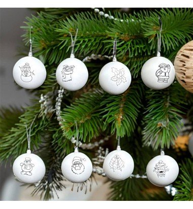 Globuri de brad de colorat (set 8 buc)