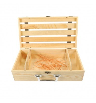 Cutie lemn tip cufăr pentru 2 sticle...