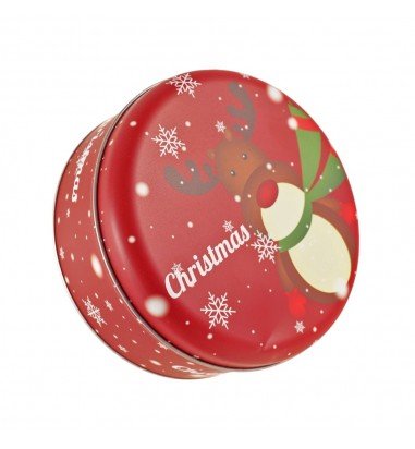 Cutie metalică rotundă roșie cu model...