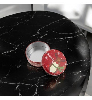 Cutie metalică rotundă roșie cu model...