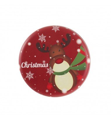 Cutie metalică rotundă roșie cu model...