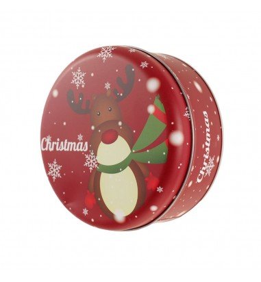 Cutie metalică rotundă roșie cu model...