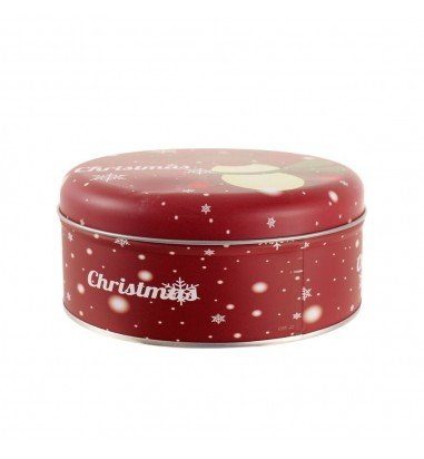 Cutie metalică rotundă roșie cu model...