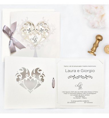 Invitatie de nunta gravura inima 39749